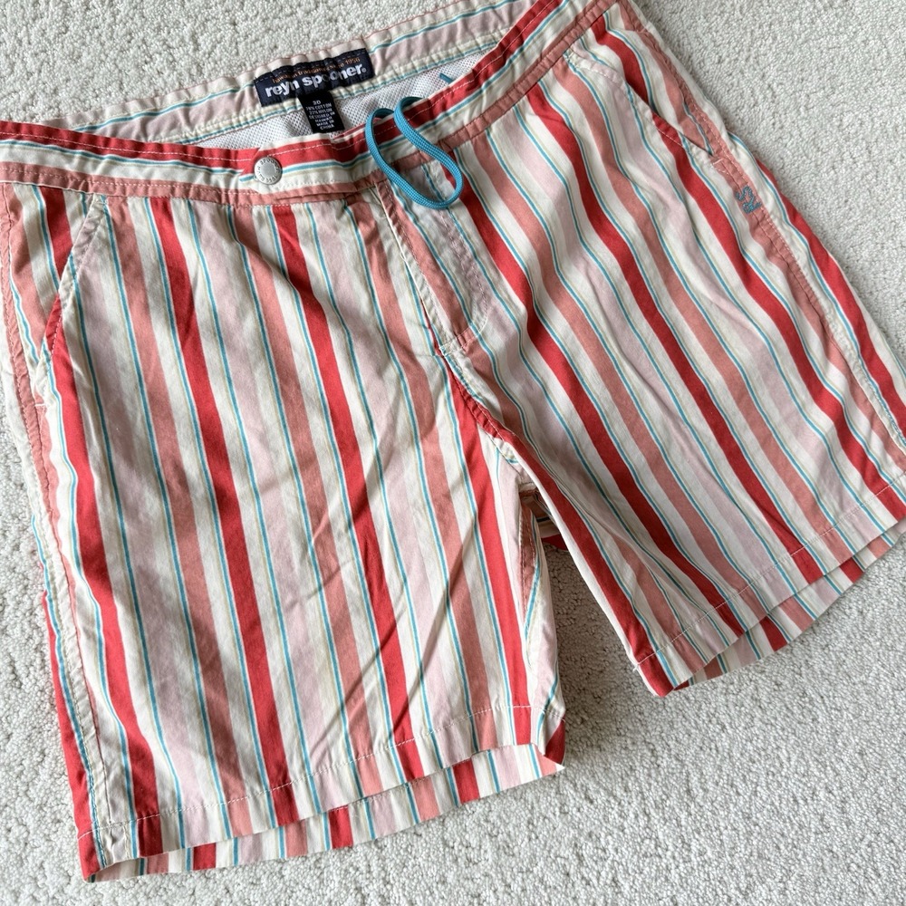Reyn Spooner Island Aloha Hawaiian Stripe Swim Board Mens Shorts Size 30